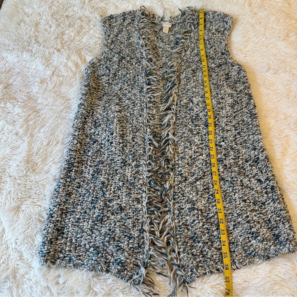 Chico’s Sleeveless Open Front Marled Knit Long Cardigan Vest Blue Brown 2 Large - Picture 4 of 10